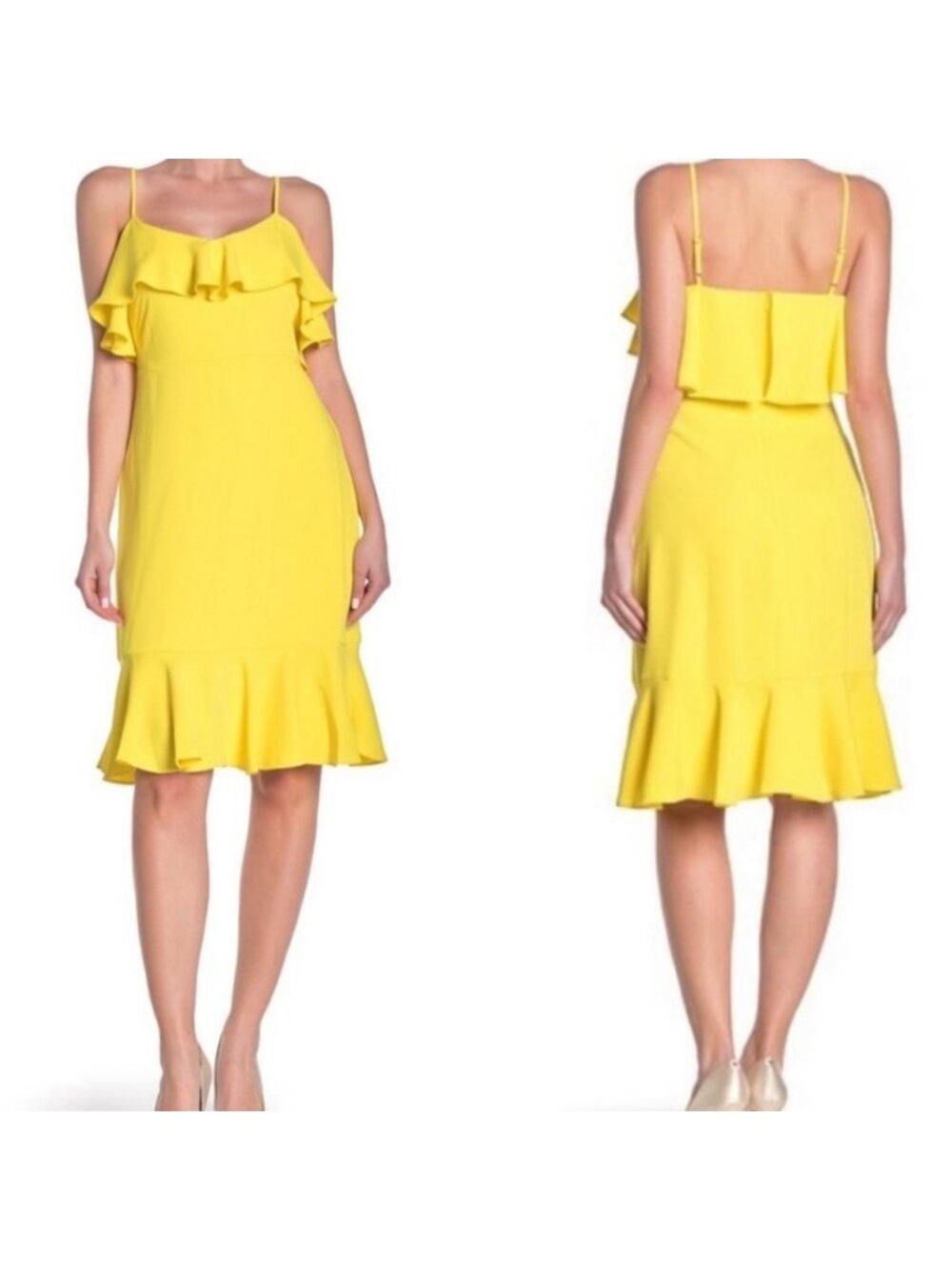 Trina Turk Womens Mosey Ruffled Sleeveless Flounce Dress Yellow size 6